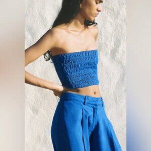 NWT Faithfull the Brand Linen Ruched LATIA Tube Top XS